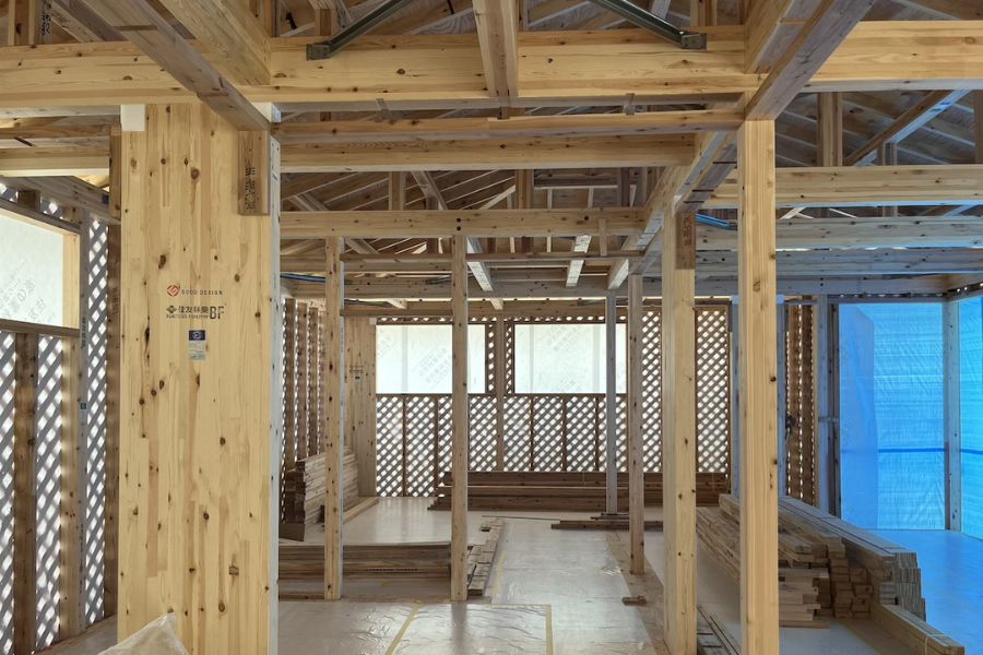 ビッグフレーム構法で建築中の住友林業の家