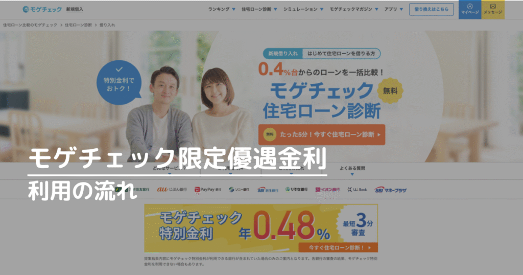 モゲチェック限定優遇金利で住宅ローンを利用するための流れ
