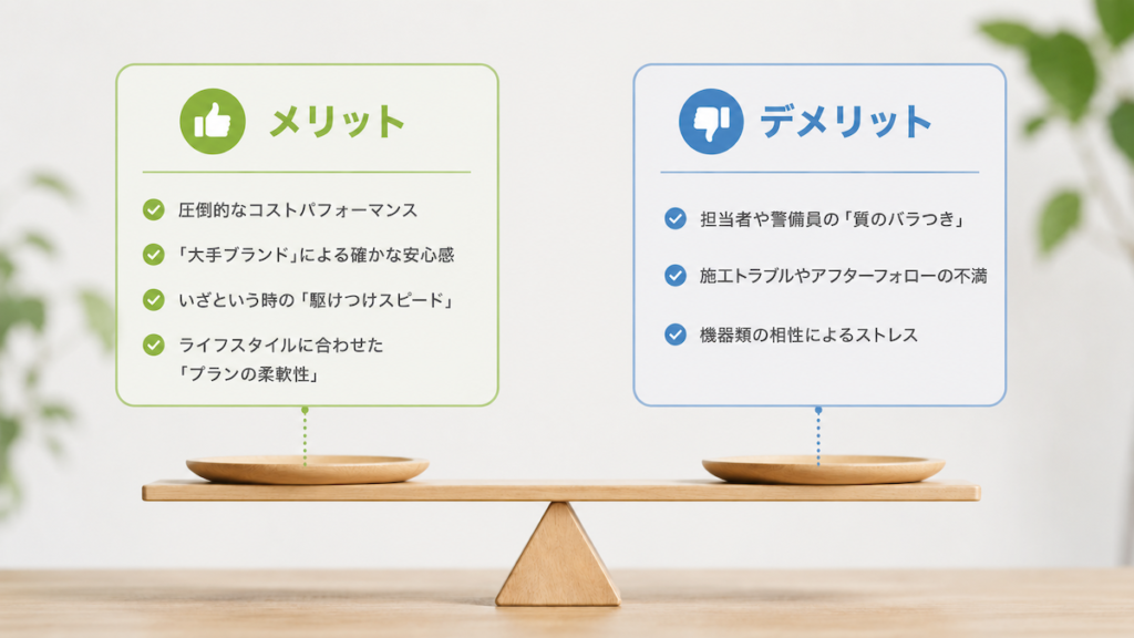 アルソックのメリットとデメリットを表した図解